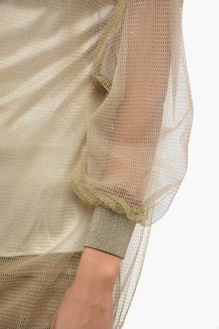 Top Desing Bomber in Mesh con Polsini in Lurex