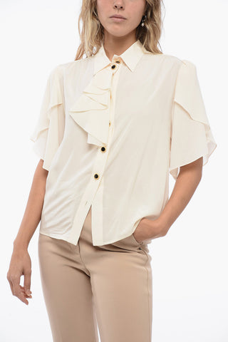 Chiffon Silk Shirt with Ruffle Detail