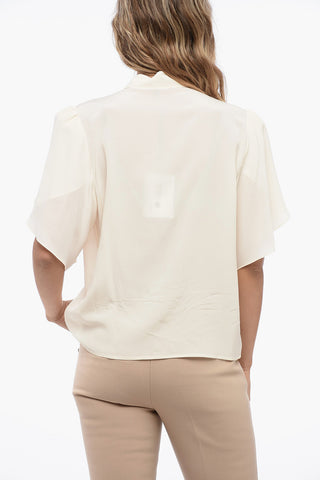 Chiffon Silk Shirt with Ruffle Detail