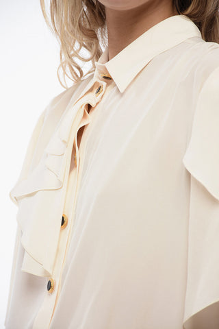 Chiffon Silk Shirt with Ruffle Detail