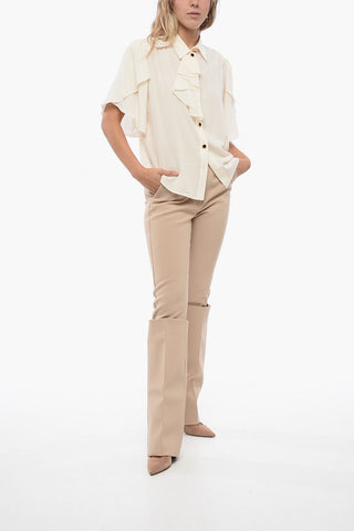 Chiffon Silk Shirt with Ruffle Detail