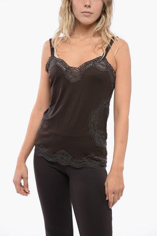 Wool Jersey Lingerie Top with Lace Inlays