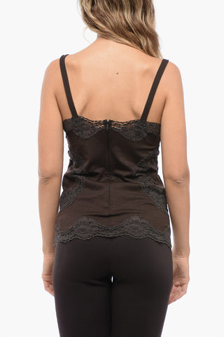 Wool Jersey Lingerie Top with Lace Inlays