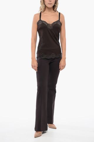 Wool Jersey Lingerie Top with Lace Inlays