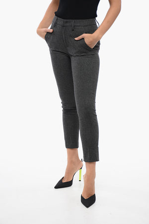 Wool-Blend Pants CARMEN with Herringbone Pattern