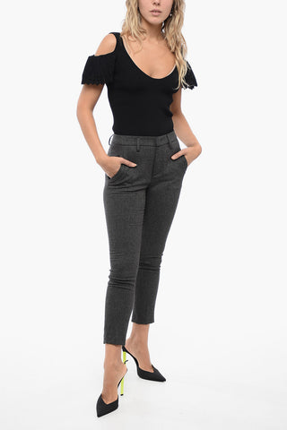 Pantaloni CARMEN in Misto Lana con Motivo Herringbone