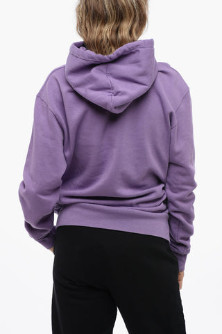 Felpa Hoodie in Cotone Felpato con Logo Ricamato