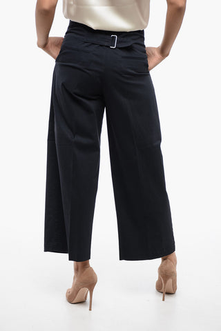 Cropped Wide-Leg-Hose mit Martingal