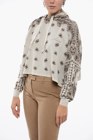 Knitted Crop Sweatshirt with Bandana Pattern