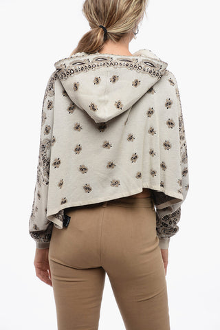 Knitted Crop Sweatshirt with Bandana Pattern