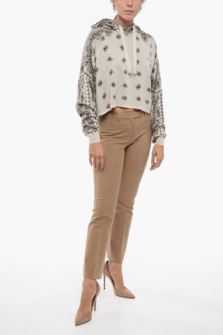 Knitted Crop Sweatshirt with Bandana Pattern