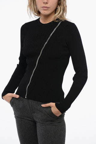 Long-sleeved Ribbed Top with Zibbed Detail