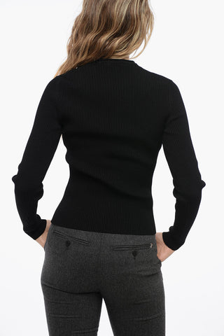 Long-sleeved Ribbed Top with Zibbed Detail