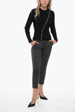 Long-sleeved Ribbed Top with Zibbed Detail