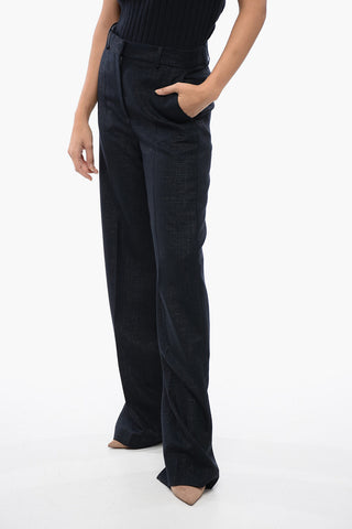 Pantaloni Straight-Fit a Quadri con Dettaglio Lurex