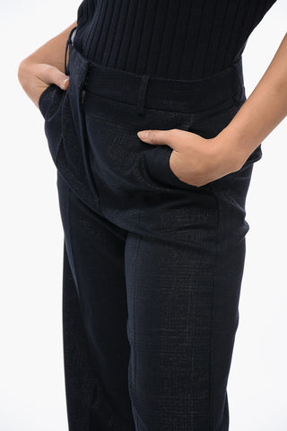 Straight-Fit Pants with Lurex Check Motif
