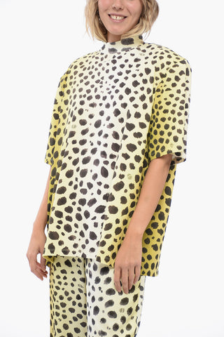 Oversized Animalier T-Shirt with Padded Shoulders