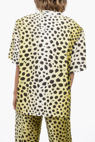 Oversized Animalier T-Shirt with Padded Shoulders