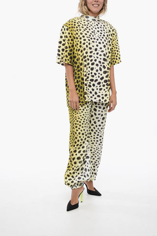 Oversized Animalier T-Shirt with Padded Shoulders
