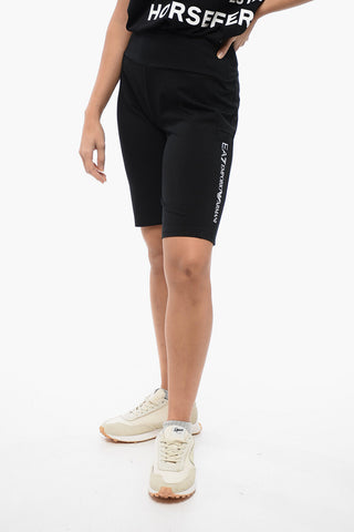 EA7 Leggings Biker in Misto Cotone con Stampa