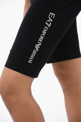 EA7 Leggings Biker in Misto Cotone con Stampa