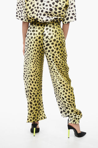 Pantaloni Animalier in Satin con Coulisse