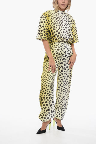 Pantaloni Animalier in Satin con Coulisse