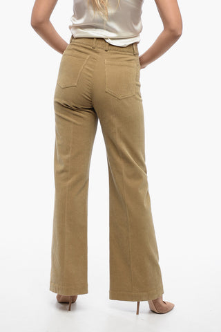 Flared Corduroy Pants with Patch Pocket