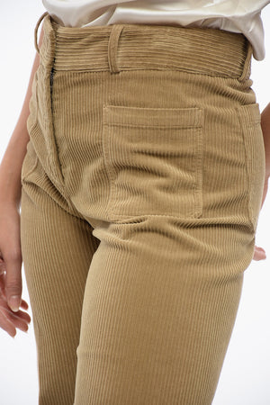 Flared Corduroy Pants with Patch Pocket