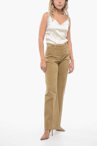 Flared Corduroy Pants with Patch Pocket