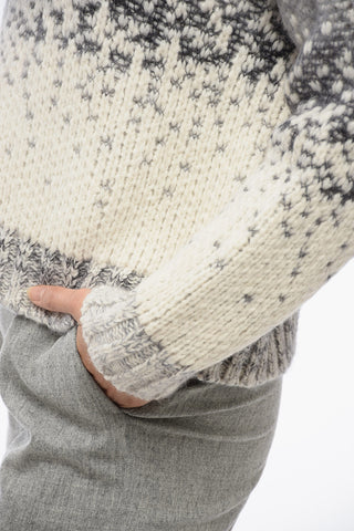 Alpaca Wool Blended Pullover with Degradè Embroideries