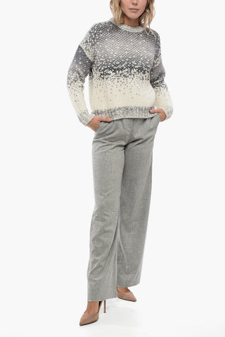 Alpaca Wool Blended Pullover with Degradè Embroideries