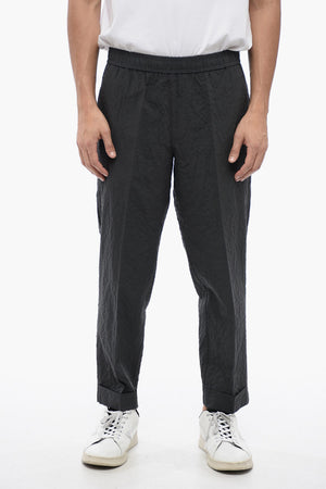 Pantaloni Slim Fit REM in Cotone Effetto Stropicciato