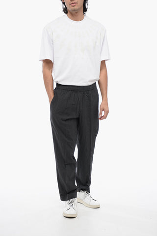 Slim-Fit-Hose REM aus Baumwolle mit Crinkle-Effekt