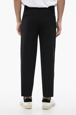 Pantaloni Tapered Fit a 2 Pinces in Misto Lana Vergine
