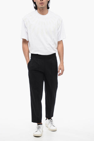 Pantaloni Tapered Fit a 2 Pinces in Misto Lana Vergine