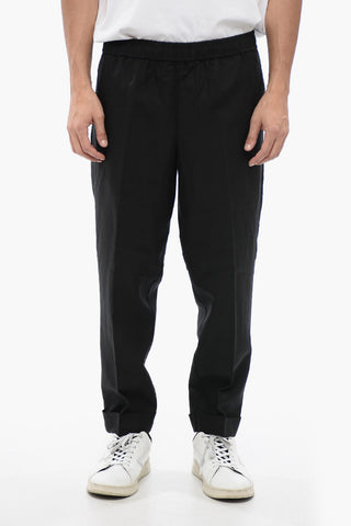 Linen Blend REM Pants with Elastic Waistband