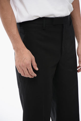 Linen-Blend Slim Fit Pants With Belt Loops