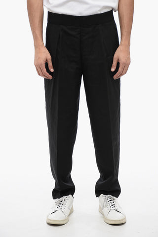 Linen-Blend Tapered-Fit Pants With Two Pleats