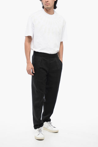 Linen-Blend Tapered-Fit Pants With Two Pleats