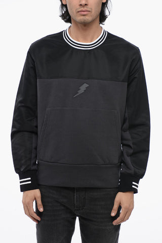 Crew Neck HYBRID Bomber Fit Sweatshirt with Nylon Details