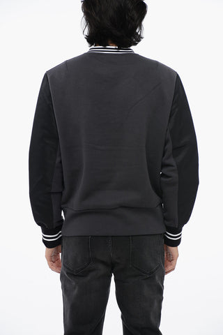 Crew Neck HYBRID Bomber Fit Sweatshirt with Nylon Details