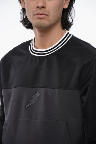 Crew Neck HYBRID Bomber Fit Sweatshirt with Nylon Details