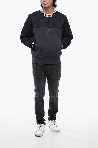 Crew Neck HYBRID Bomber Fit Sweatshirt with Nylon Details
