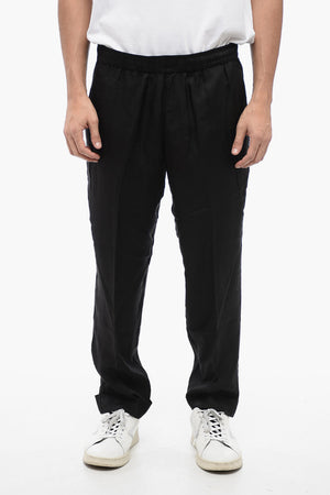Pantaloni REM in Misto Viscosa con Elastico in Vita