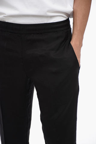 Pantaloni a Vita Bassa in Misto Viscosa con Elastico in Vita