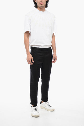 Pantaloni a Vita Bassa in Misto Viscosa con Elastico in Vita