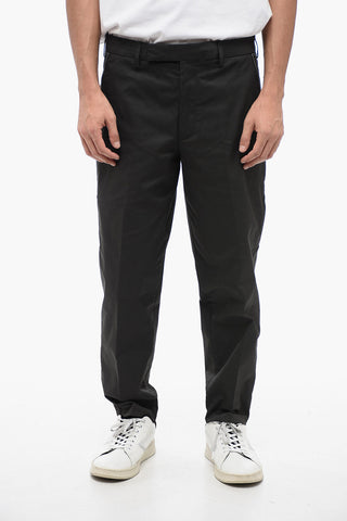 Cotton Blend Slim Fit Pants with Tape Detail