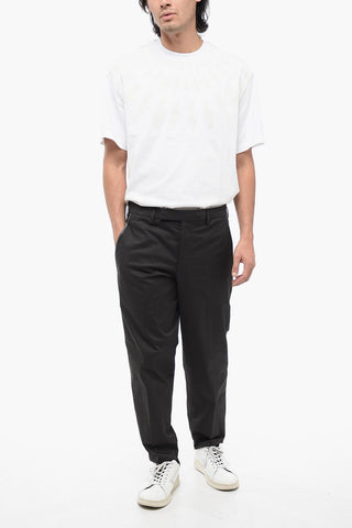 Cotton Blend Slim Fit Pants with Tape Detail