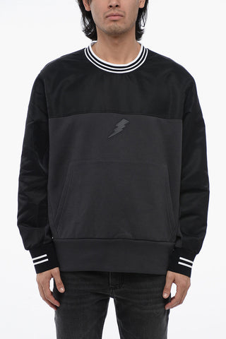 Crew Neck HYBRID Bomber Fit Sweatshirt with Nylon Inserts